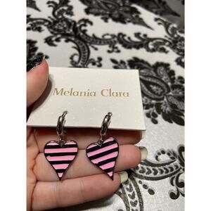 Melania Clara silver and pink heart earrings